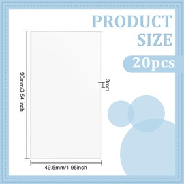 BENECREAT 20pcs Clear Acrylic Sheet 3 mm Thickness 90 x 50 mm Rectangular Plexiglass Cast Plate for Craft Projects, Signs, DIY Projects