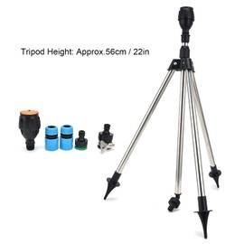 360 Degree Rotating Tripod Sprinkler, Stainless Steel Plastic Adjustable Watering Sprinkler, Irrigation Sprinkler for Garden