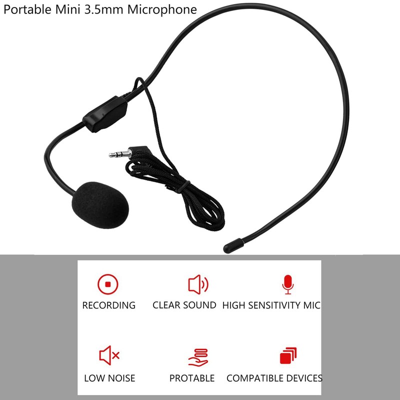 Portable 3.5 mm Cable Microphone, Portable Cable Microphone with Head