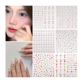 CCINEE Rhinestone Face Sticker Decal Parts Set of 6 3D Glitter Makeup Stickable Nail Art Parts DIY Supplies