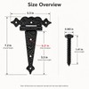 6 Inch Decorative Hammered Tee Hinge, 2 Pack Black Heavy