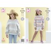 King Cole 5425 Knitting Pattern Girls Easy Knit Jumpers in