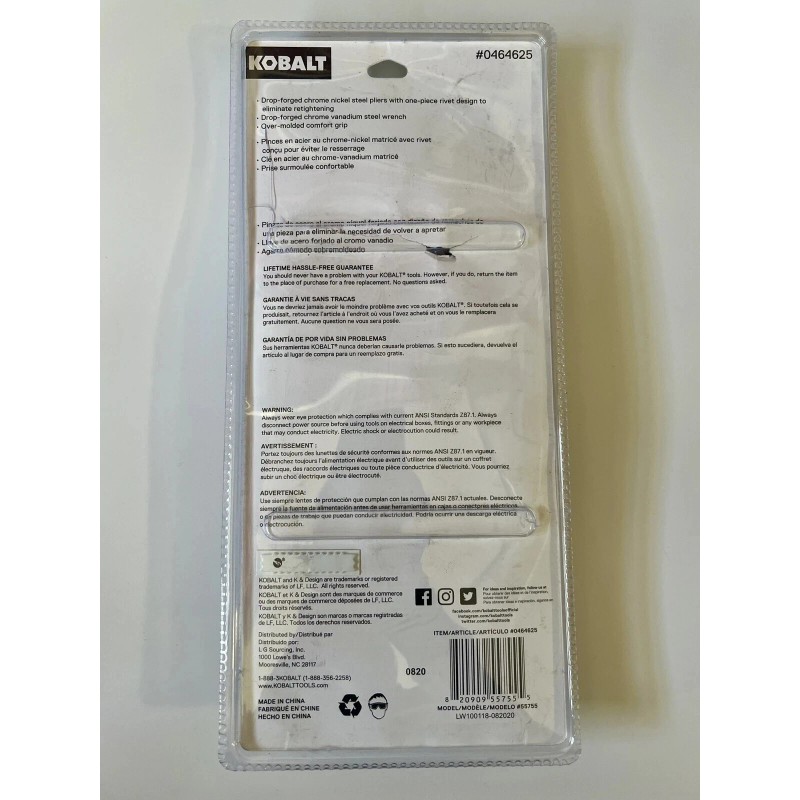 Kobalt 3-Piece Assorted Pliers Set + Adjustable Wrench – Model