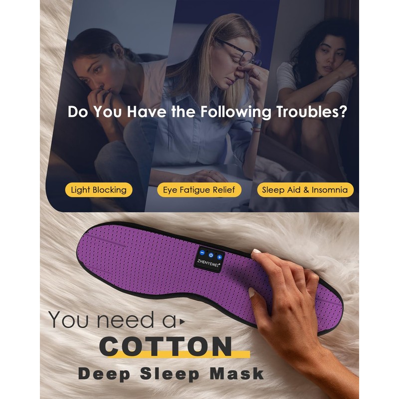 ZHENYEMEI Bluetooth Sleep Headphones White Noise Sleep Mask | 3D