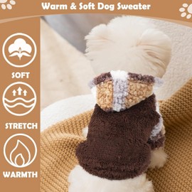 Chihuahua Clothes Fleece Dog Hoodie Winter Puppy Clothes for Small Dogs Boy Small Dog Sweater Soft Stretchy Puppy Sweaters for Extra Small Dogs Pet Apparel, Medium