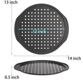 TOPZEA 3 Pack Pizza Tray for Oven, 12 Inch Non-Stick Carbon Steel Pizza Pans with Holes & Handles, Crisper Pans Round Cookie Baking Sheets Pie Plate Perforated Bakeware for Home, Restaurant