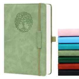 Thick Hardcover Lined Notebook Journal for Writing, A5 Hardcover Leather Journals College Ruled Notebooks for Women Men 300 Pages 5.7 x 8.3 Inches Sage Green