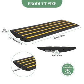 Rubber Curb Ramps for Driveway - 2 Pack 3 Inch Height, Ideal for Cars, Trailers, RVs, and Wheelchairs, 48 Inch Length, Versatile for Sidewalks.