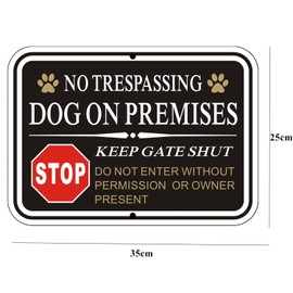 Luimode 2 Pack No Trespassing Dog On Premises Keep Gate Shut Sign Warning Yard Sign 25x35cm Aluminum Metal Sign Stop Sign
