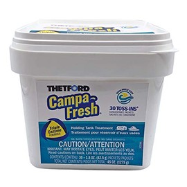 Thetford Campa-Fresh Ocean Breeze Scent RV Holding Tank Treatment, Formaldehyde Free, Waste Digester, Septic Tank Safe, 30 Count Toss-Ins (96693)
