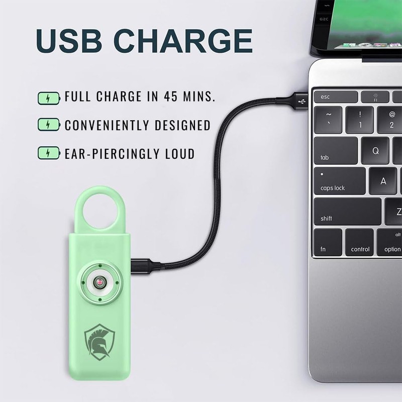 Spartan Defense Personal Safety Alarm Rechargeable (Lime)