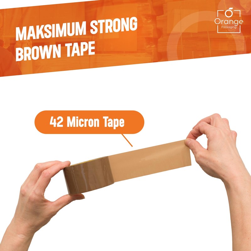 Orange packaging Brown Parcel Tape, 6 Rolls Packaging Tape Strong
