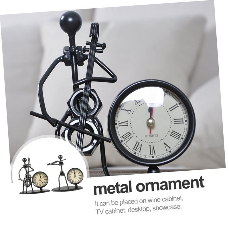 ABOOFAN 2pcs Iron Music Band Clock Shape Ornaments Retro Style