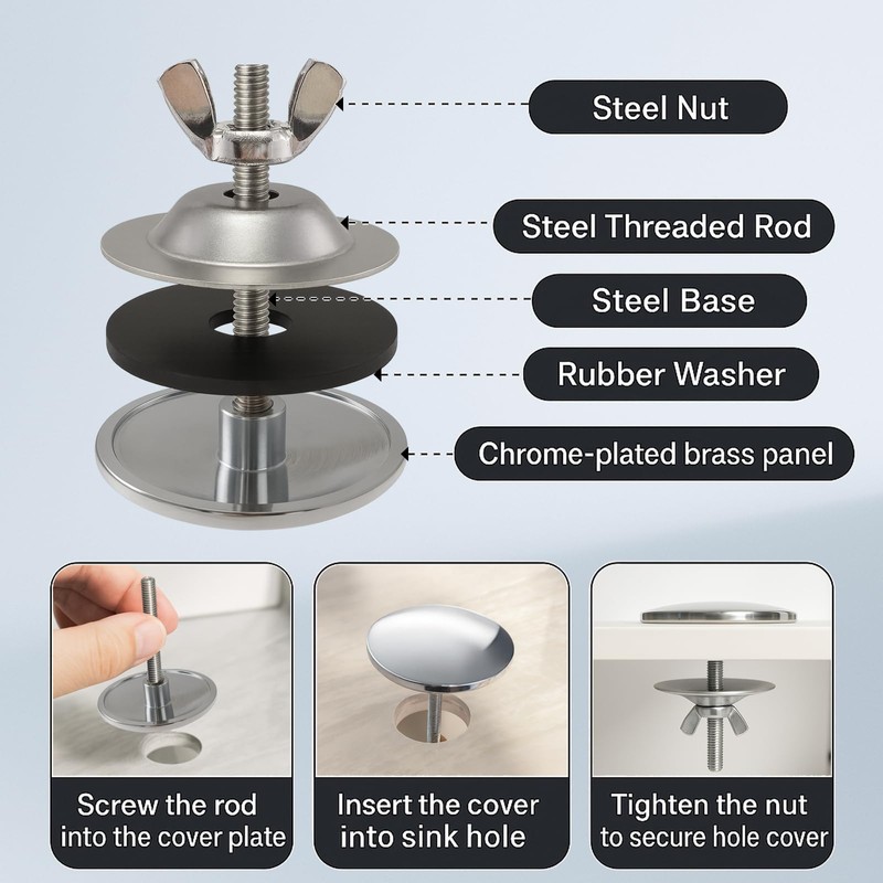 Kitchen Sink Hole Cover, Faucet Hole Cover for Sink Sprayer