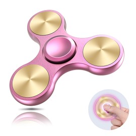 Coolden Fidget Spinner Metal Fidget Toys EDC Hand Spinner High Quality Anxiety Anti Stress Relief Focus Toy Gift for Children Adults Stainless Steel Quiet Finger Spinner for Office School Pink