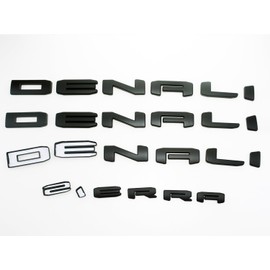 Overlay Door Rear Emblem 3D Badge Letters Replacement for 2019-2025 Denali Sierra 1500 4PCS (Matte Black)