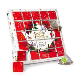 ETS Puzzle Tea Advent Calendar "Red Christmas", 25 x Organic Teas in Pyramid Bags, Fruits, Herbs and Spice Tea