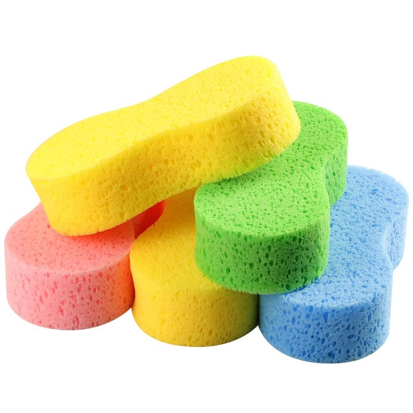 Temede Car Wash Sponge, Large Multi Use Sponges for Cleaning, 2.4in Thick High Foam Scrubber Kit, Sponges for Dishes, Tile, Bike, Boat, Easy Grip Sponge for Kitchen, Bathroom, Household Cleaning, 5pcs
