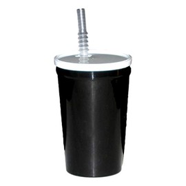 Opaque Black Drinking Glasses, Lids and Straws (Black) Pack 12