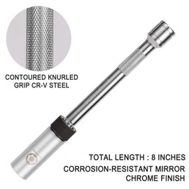 CASOMAN 5/8" Swivel Magnetic Spark Plug Socket, 3/8" Drive x 8-Inch Ext. Bar Length, 360 Degree Swivel, Enhanced Magnetic Design, 6 Point, Cr-V Steel