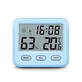Wisebee Digital Thermometer, Hygrometer, lndoor Temperature and Humidity Meter for House, Baby Room, Living Room, Magnetic, Backlight, Time Display and Alram Clock, Battery Included (Blue)