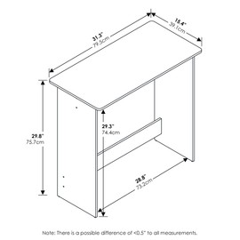 FURINNO Simplistic Study Table For Residential Use, French Oak Grey, 15.5 in x 31.5 in x 29.75 in (D x W x H)