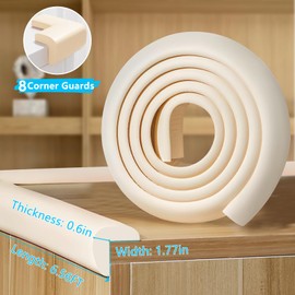 ZOMPAGO Baby Proofing Edge Corner Protector,1Roll L-Shape Soft Cabinet Door Bumper Corner Strip,8 Furniture Safety Bumper Corner Guards,Wall Protector,Self Adhesive,for Nursery,Kitchen,Fireplace,Table