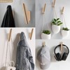 FCOWK Wall Hooks 4 Pack Coat Hooks Mounted Natural Wood