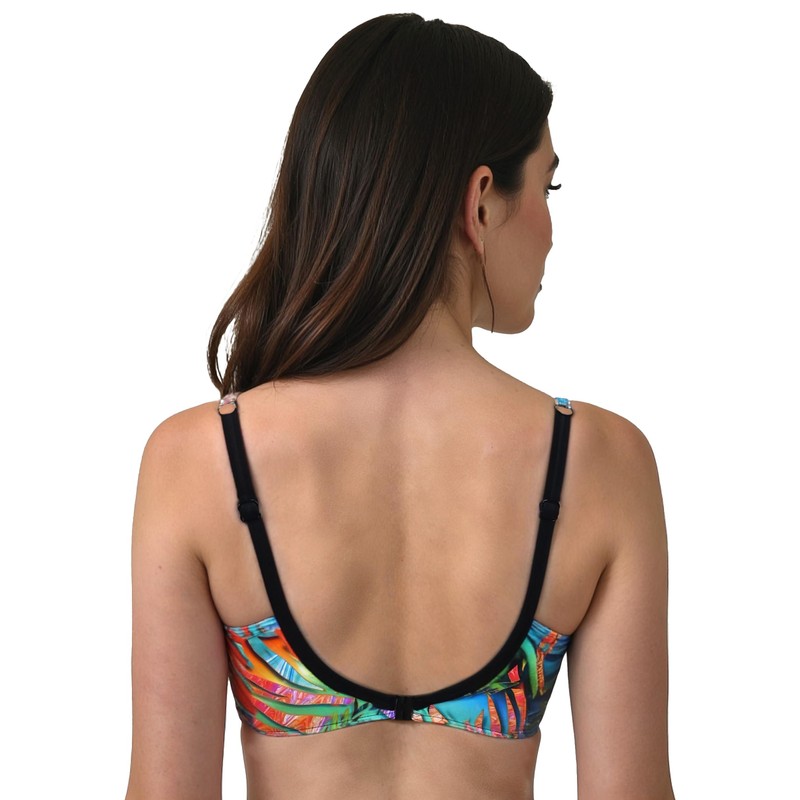 VIVISENCE Bikini Top Padded with Underwire Click Closure Tropical Pattern