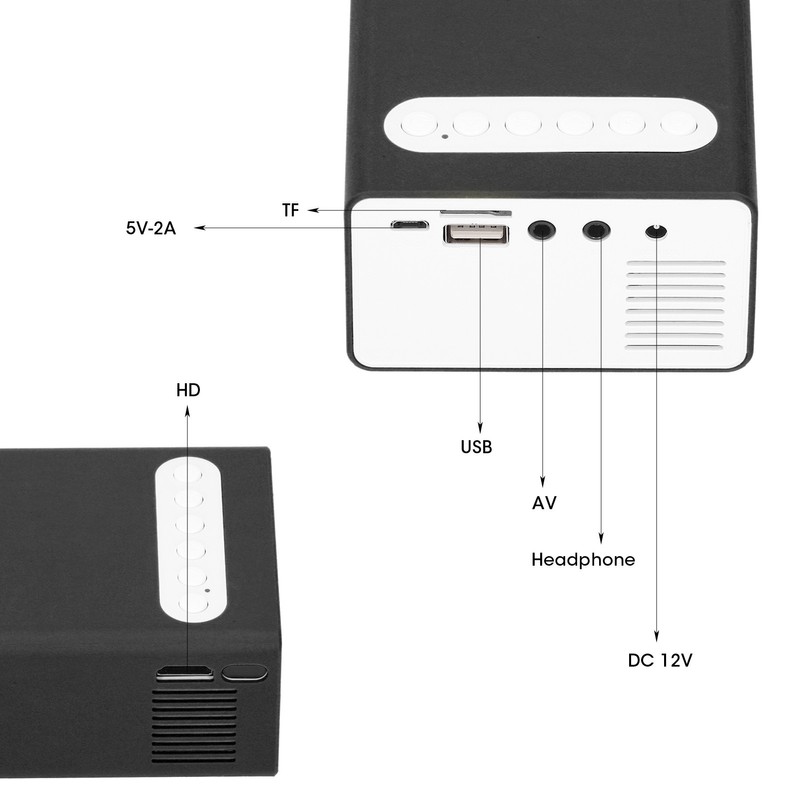 Mini Household Projector Portable LED Home Media Video Player Kid's