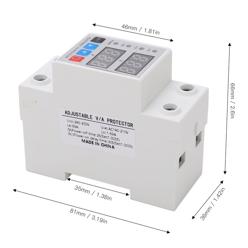 Over Under Voltage Protective Device DIN Rail Adjustable Dual Display