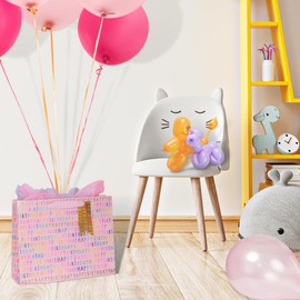 Glick Luxury Gift Bags, Happy Birthday Landscape Gift Bag, Pink, 27.5 high x 35.5 wide x 10 cm deep