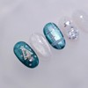 Teal Green Winter Ornament Handmade Nail Tips - Almond Long