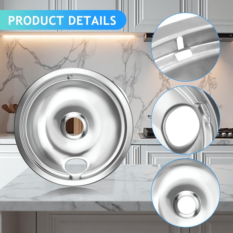 Drip Pan Electric Stove Burner Covers for Whirlpool W10278125, 4