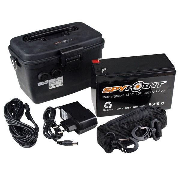 SPYPOINT KIT-12V Rechargeable Battery with Power Supply Kit 7.0Ah Battery Charger Kit Hunting Trail Cameras