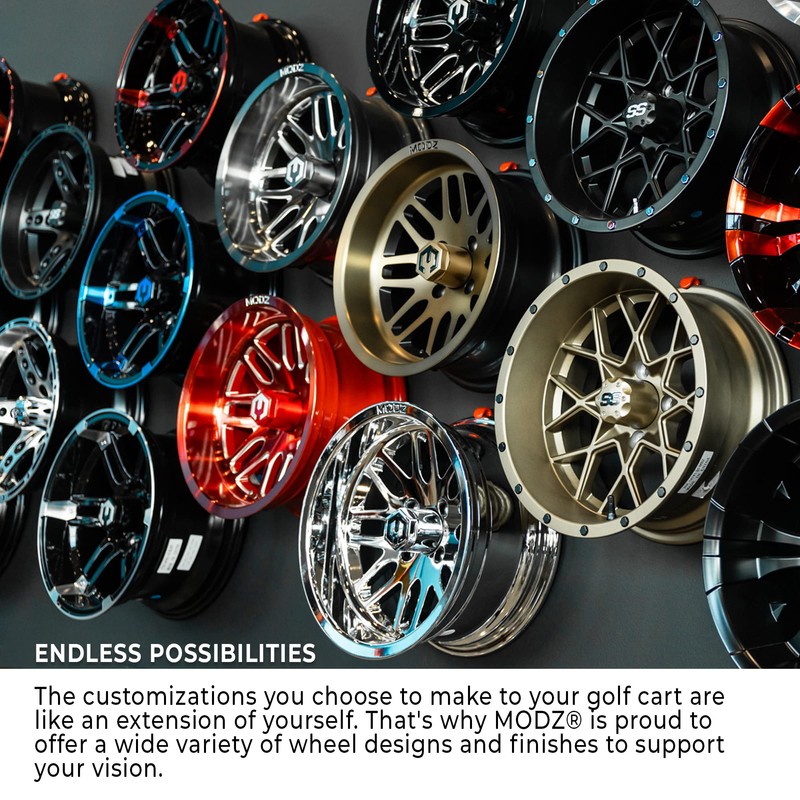 MODZ® Matrix Matte Black 14" Golf Cart Wheel