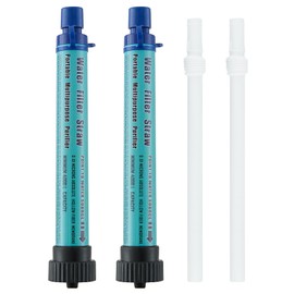 2 Pack Water Filter Straw Outdoor Portable Personal Water Filter Straw Water Purifier Survival Gear and Equipment for Hiking Camping Travel and Emergency Blue