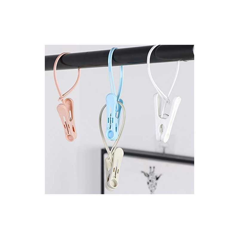 Foshine 24 Pack ClothesPins with Plastic Rope, Clothesline Drying Clothing