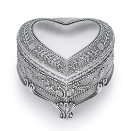 IGNPION Heart Shaped Metal Jewellery Box Wedding Souvenir Gift Jewellery Box Heart-Shaped Vintage Carved Jewellery Bgox for Rings, Earrings, Necklace