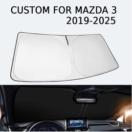 Windshield Sun Shade for Mazda 3 2019-2025 - Sunshade Compatible with Mazda 3 Foldable Front Window Sunshade Sun Visor Protector Block UV Rays Keep Your Car Cooler Car Accessories