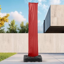 Deconk Patio Cantilever Umbrella Cover Outdoor Offset umbrellas Covers with Zipper and Rod UV Resistant Waterproof for Pool Deck Garden, Red