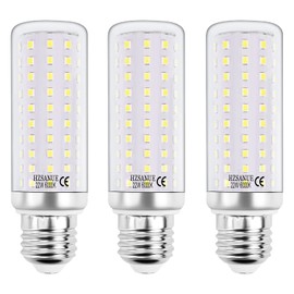 HZSANUE E27 LED Corn Bulbs 22W,Edison Screw Bulbs,2500Lm, 6000K Daylight White,180W Incandescent Bulbs Equivalent,Non Dimmable,Pack of 3
