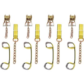 Abrillvt 4-Set /12pcs Lasso Wheel Lift Straps Ratchet J Finger Hook Tow Towing Tie Down