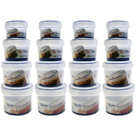 Set of 16 Lock & Store Spin Food Storage Containers! 4 Assorted Sizes - Spin Close Top - Microwave - Dishwasher - Freezer Safe - BPA FREE - Easy, Clean and Hygienic Food Storage for Modular Homes!