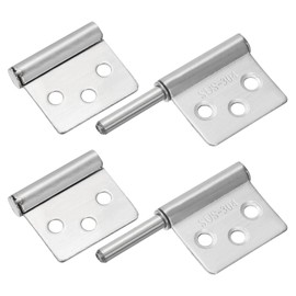 sourcing map 2Pcs 3" x 2-3/8" (LxW) 304 Stainless Steel Weldable Hinges with Pre-Punched Lift Off Hinge Flag Hinges Detachable Door Hinges for Metal Gate Swing Door Trailer Ramp, Silver
