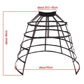 Pannier - Falda de aro, para mujer, estilo victoriano, con jaulas, para mujer, A-black Open Cage, One Size