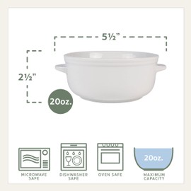 Everyday White by Fitz and Floyd Set of 4 Handled Soup Chili Bowls, 20 ounces, White