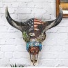 Western Patriotic Bull Cow Skull With American Flag Bald Eagle