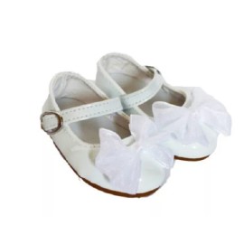 My Brittany Designs Footwear, Princess & Wedding Style, White Chiffon Bow Shoes, for 18" Dolls
