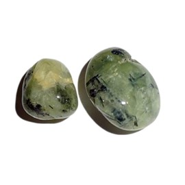 Prehnite with Epidote from Africa Tumbled & Polished Crystal Healing Natural Metaphysical Chakra Gemstones ( Stone of Unconditional Love ) - 2pc Set